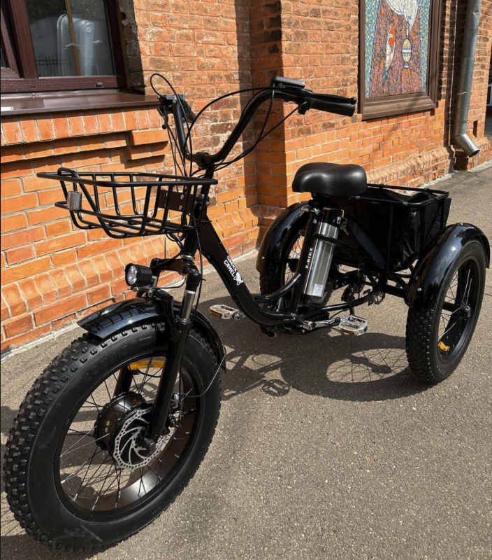Трехколесный электровелосипед Fat Trike T NEW с передней корзиной